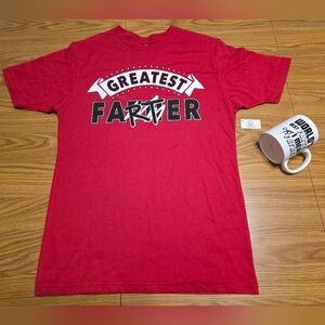 Greatest Farter Red Graphic Tee With Matching Coffee Cup
